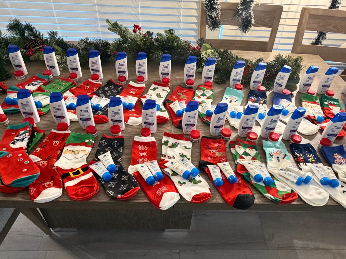 Hygiene kits with socks, shampoo and lotion