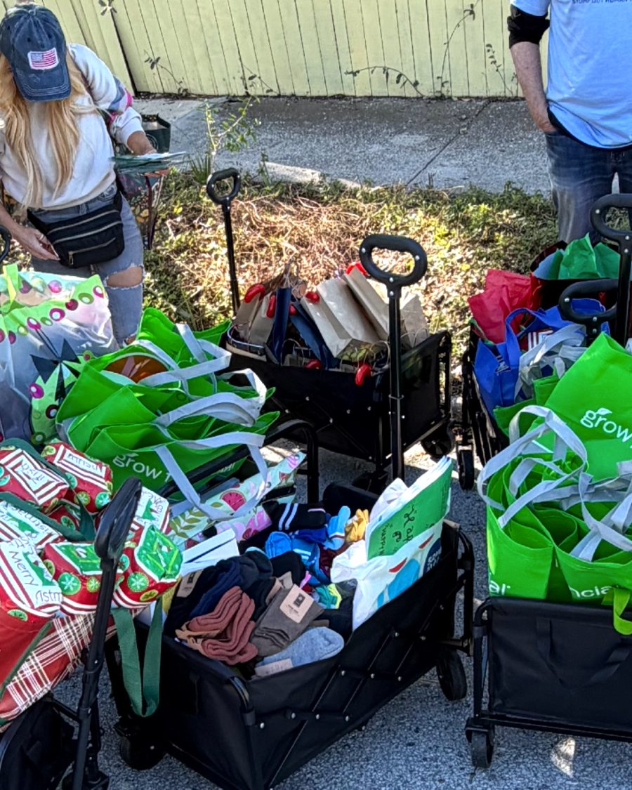 Wagons loaded with supplies for C.A.L.I. homeless outreach