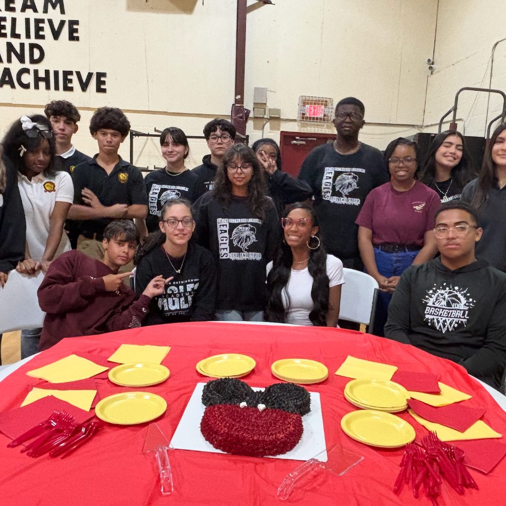 Students and C.A.L.I. team at a sponsored school celebration