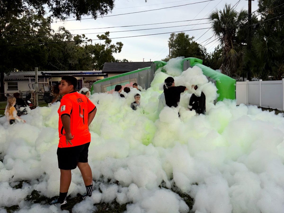Foam party with neighborhood kids and teens